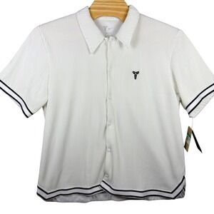 Nike Kobe Mamba Dri-FIT Pleated Button Down Shirt White IB0020-010 Mens XL $150